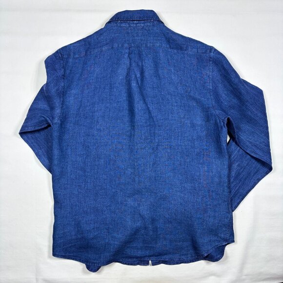 Banana Republic Standard Fit Blue 100% Linen Long Sleeve Button Shirt Mens Med - Picture 4 of 4